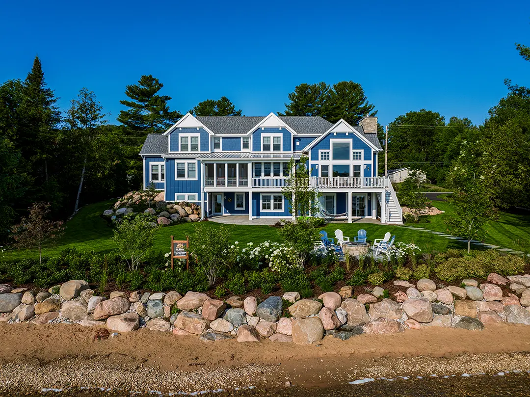 Photo of a luxury, lakefront house