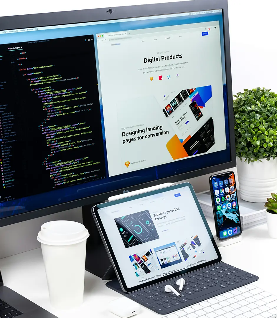 Photo of website design and programming in progress